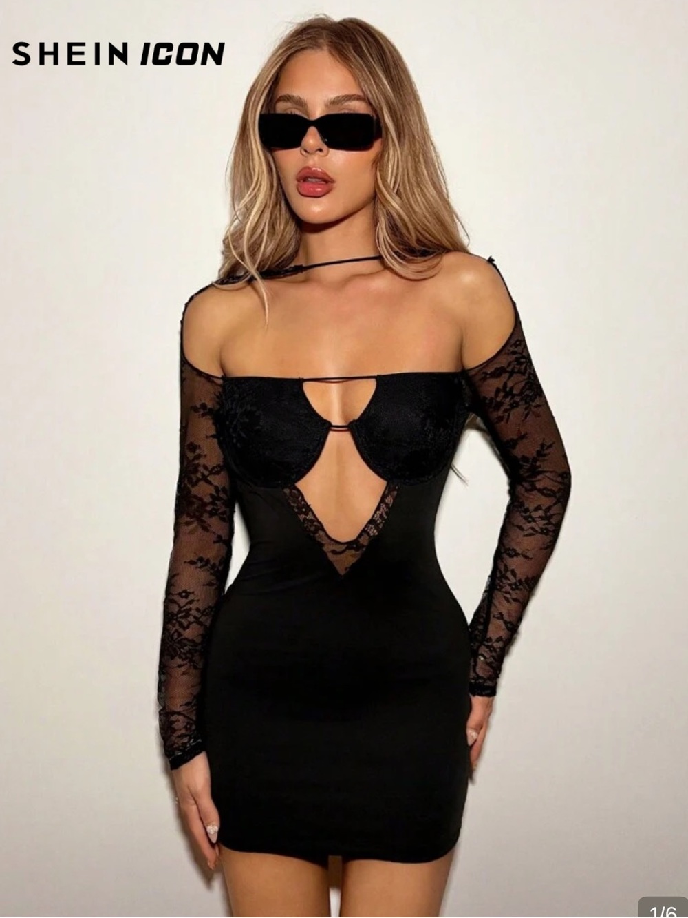 Women's Black Lace Cutout Bodycon Dress